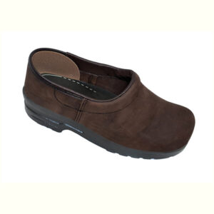 Træsko med Brun Nubuck og Hælkappe